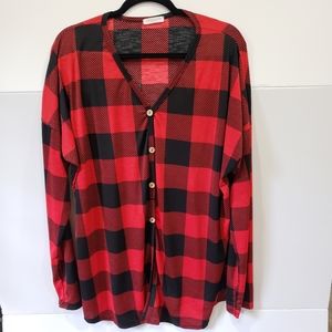 Boutique Brand Long Sleeve Red Plus Size Blouse